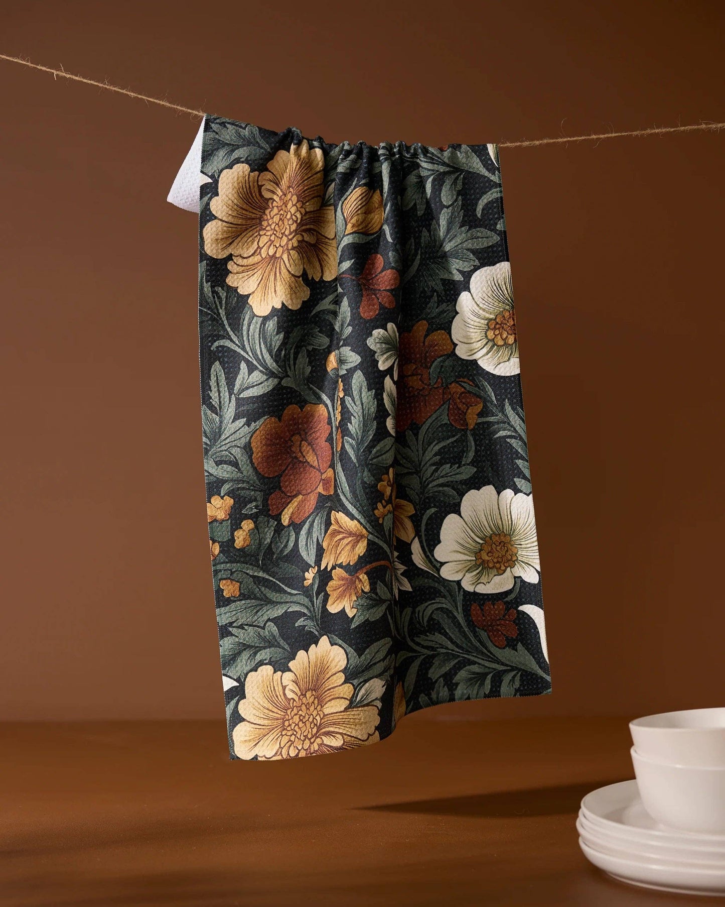 Classic Floral Geometry Tea Towel
