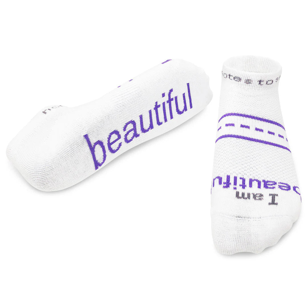 "I am beautiful" LITE-NOTES- notes to self socks