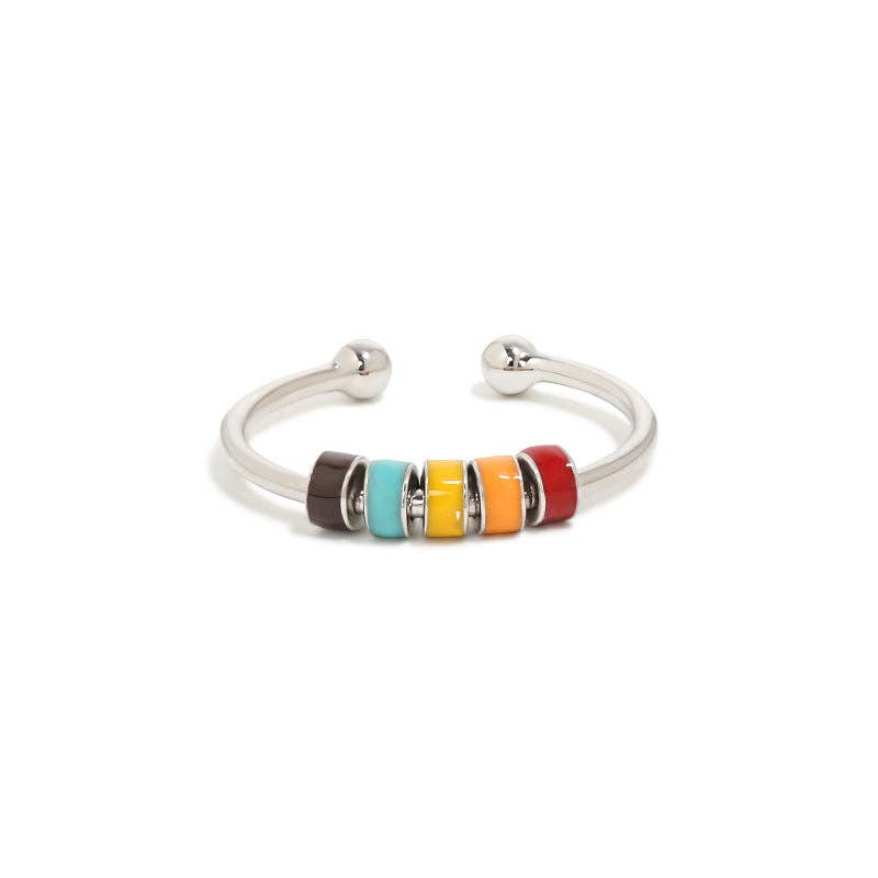 Rainbow Anxiety Spinner Ring in 925 Sterling Silver