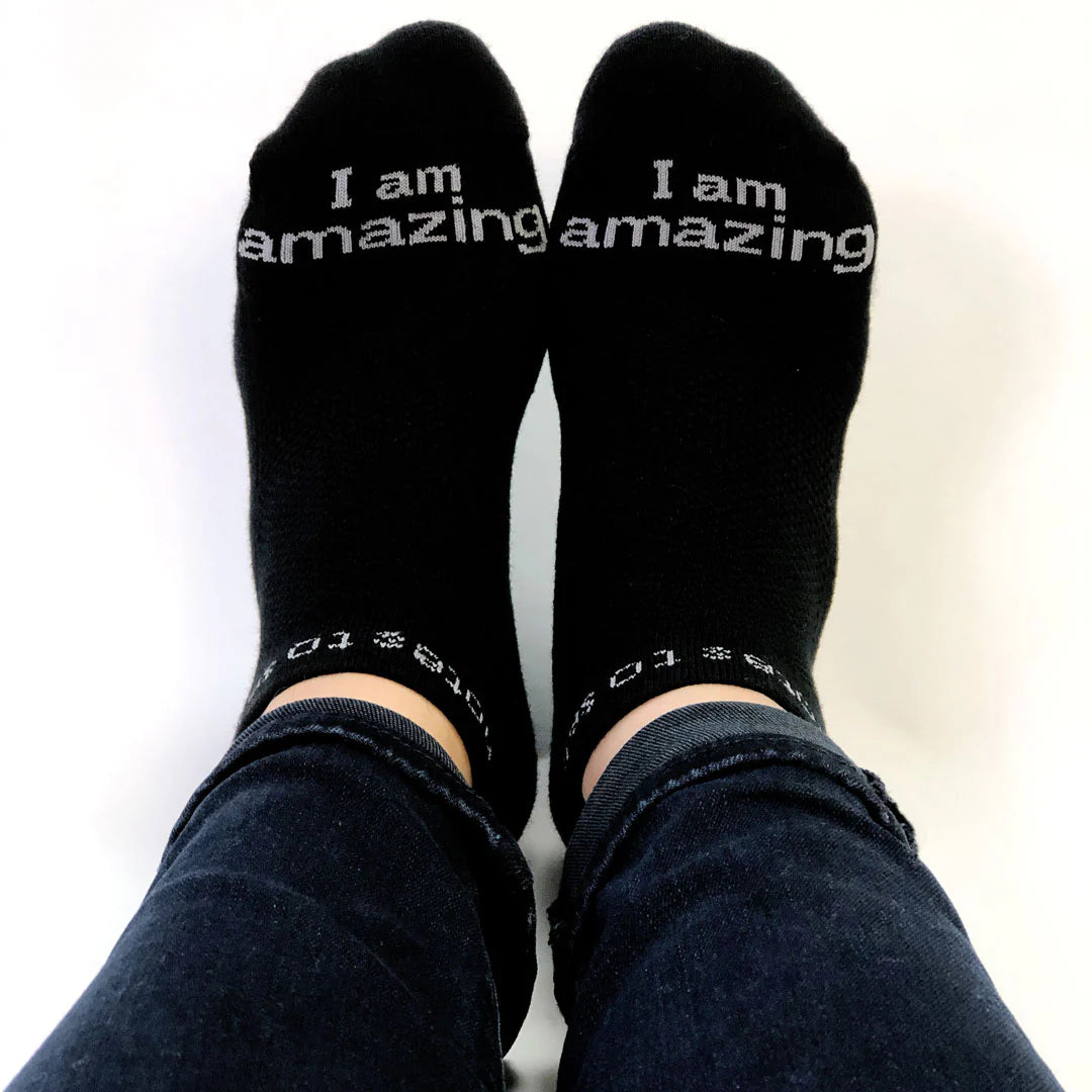 "I am amazing" - notes to self socks