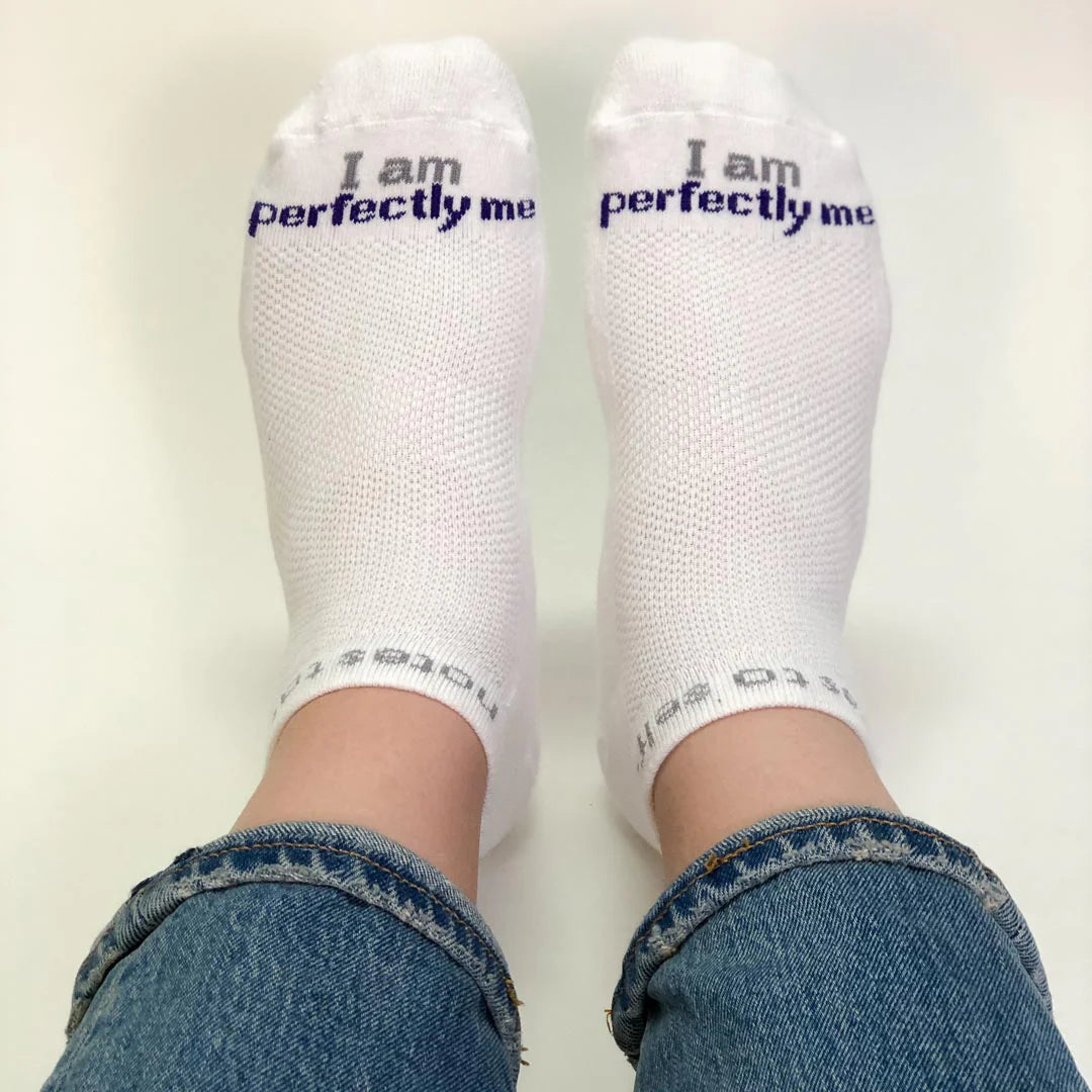 "I am perfectly me" - notes to self socks