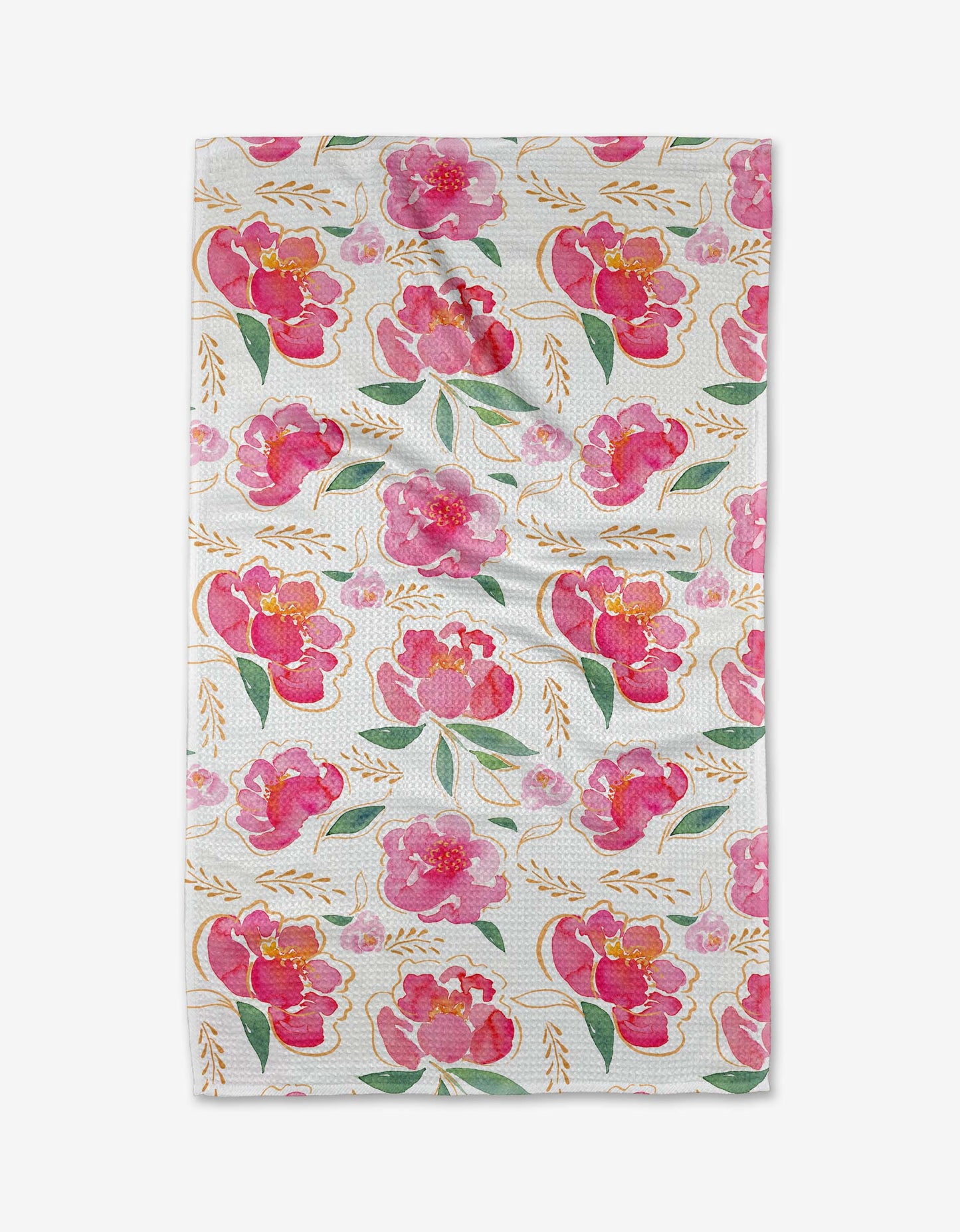 Pink Peony Geometry Tea Towel