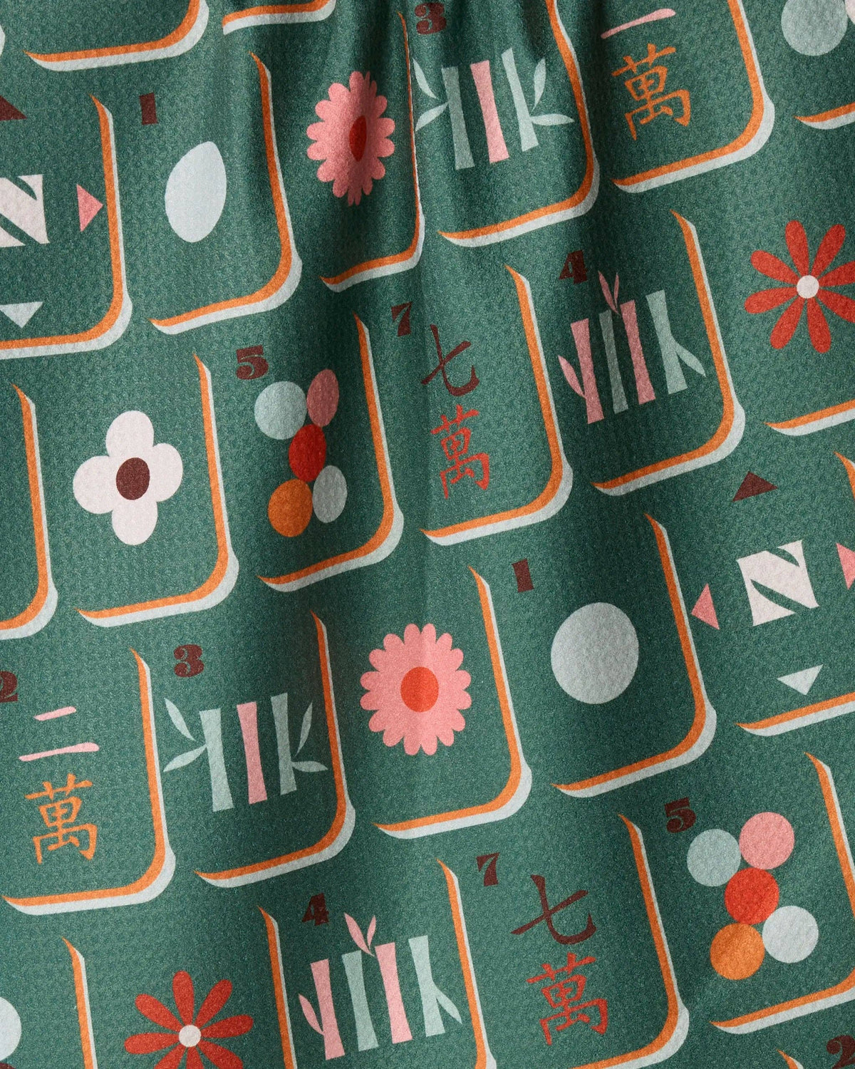 Moss Tile Toss Geometry Tea Towel