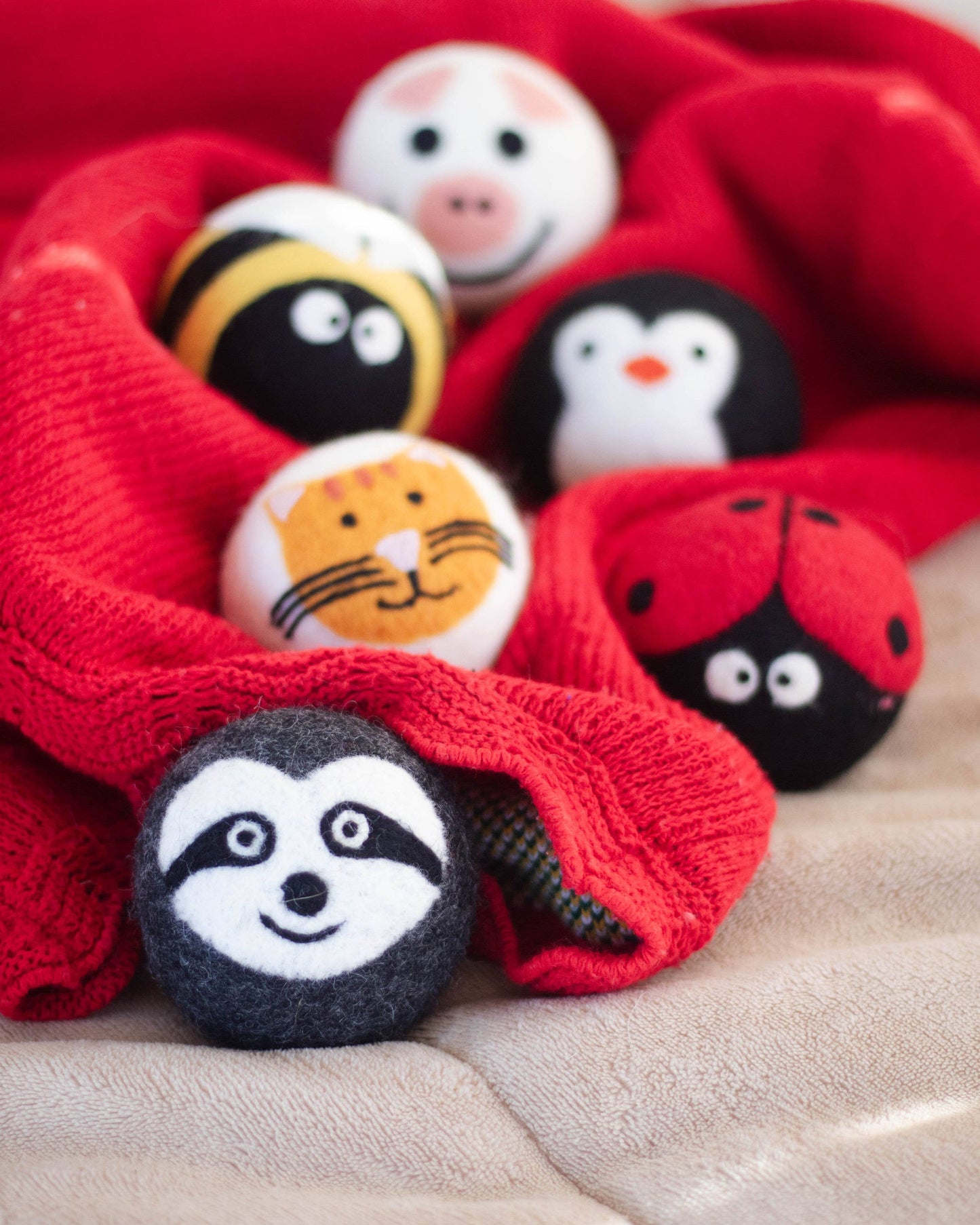 Critter Camp Eco Wool Dryer Ball - pig, penguin, orange cat, ladybug or sloth,...