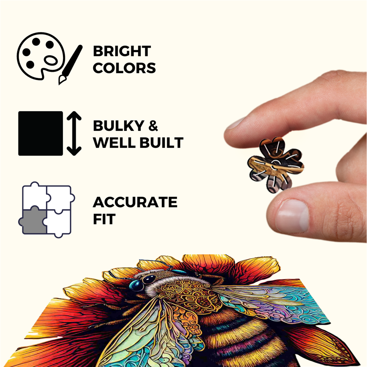 Elegant Amazing Bee Wooden Jigsaw Puzzle