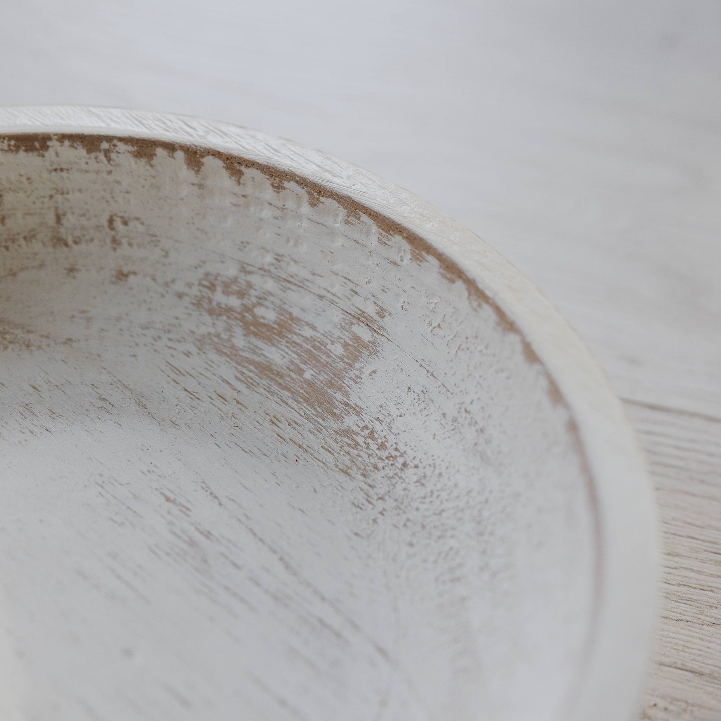 Whitewash Decorative Wood Bowl