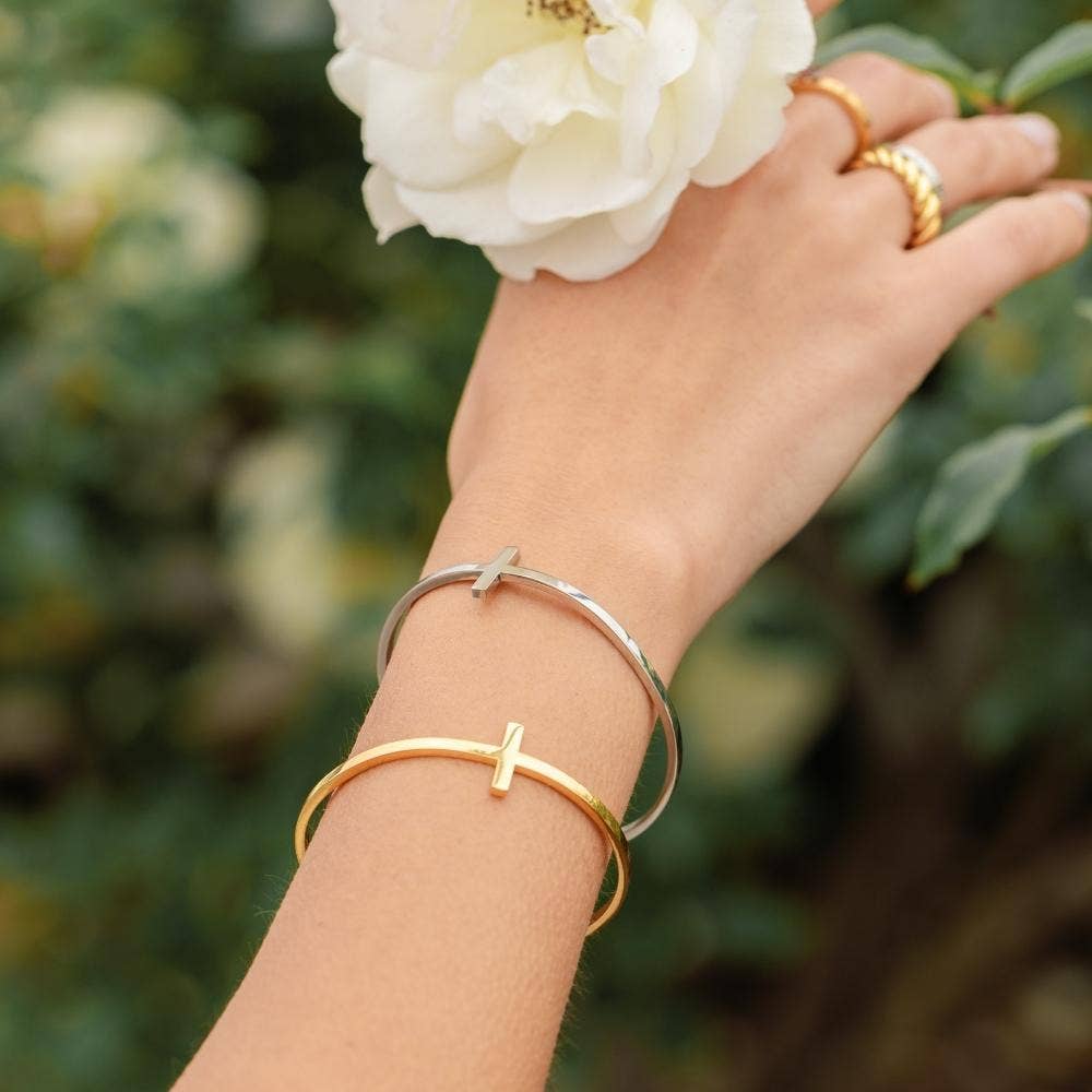 Inspirational Cross Cuff Bracelet