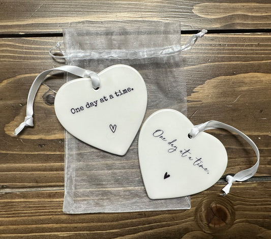 "One day at a time" ceramic ornament
