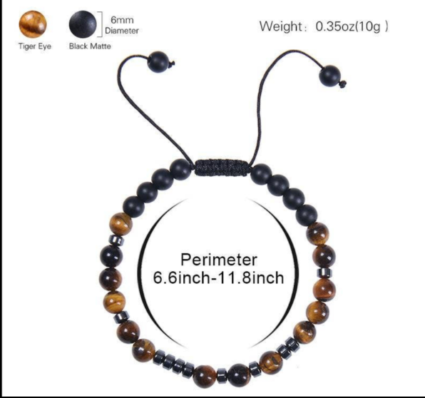 Morse Code Tiger's Eye Stretch Bracelet