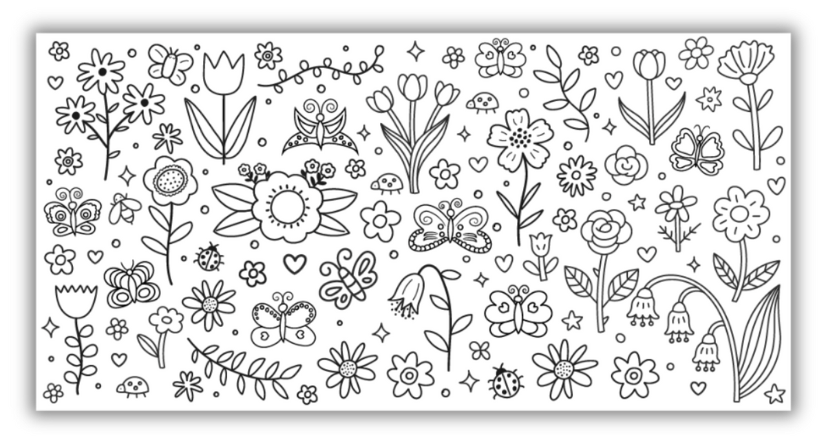 Jumbo Flowers & Butterflies Coloring Mural/Tablecloth