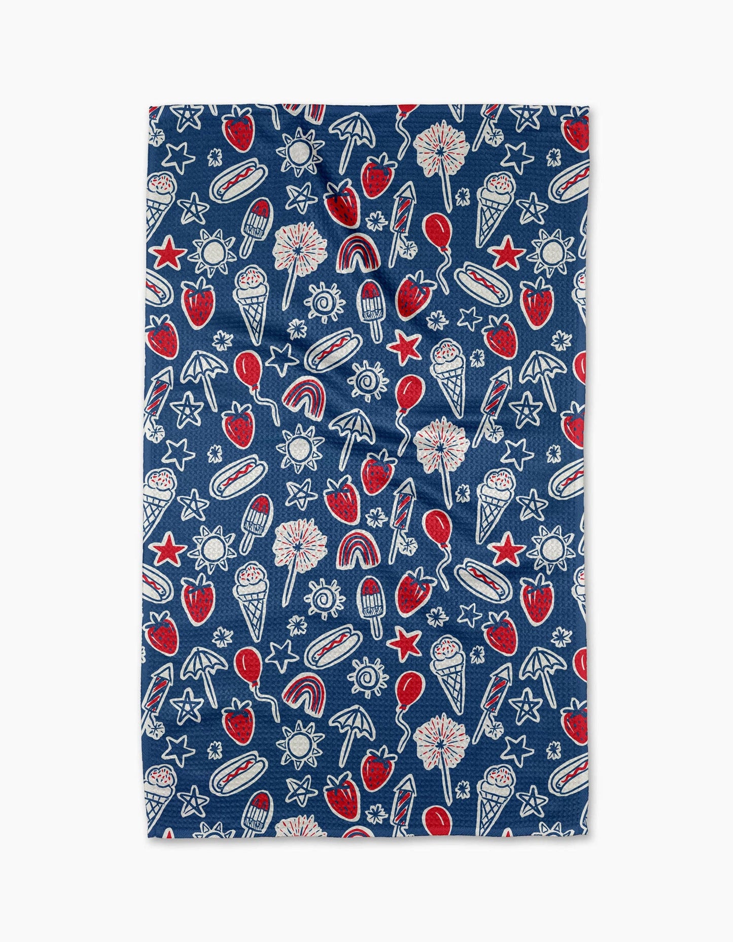 Summer Fun in Blue Geometry Tea Towel