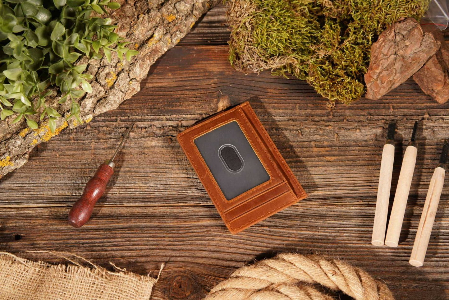 Leather Wallet with Magnet Clip-One Day at a Time