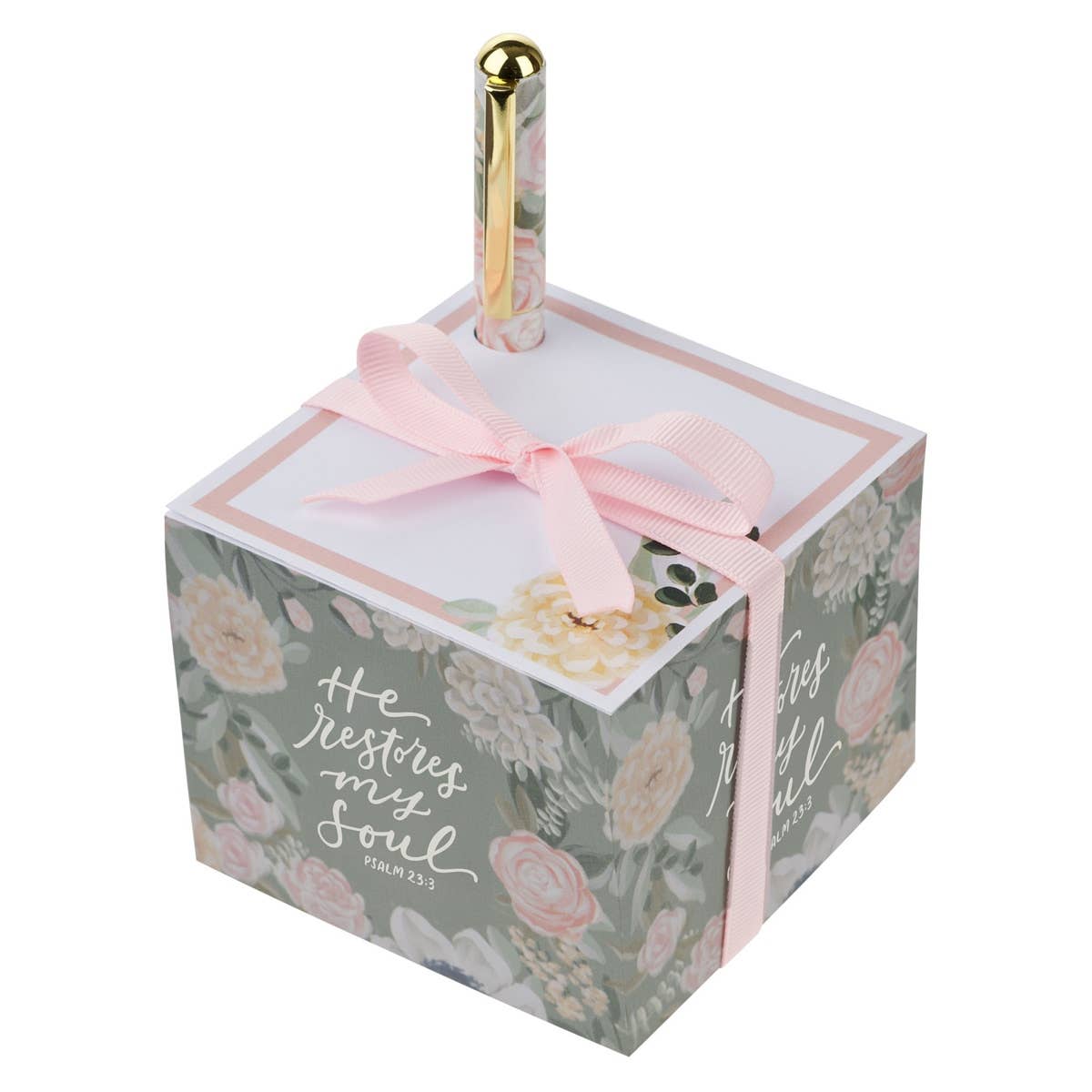 Note Block with Pen - He restores my soul Psalm 23:3