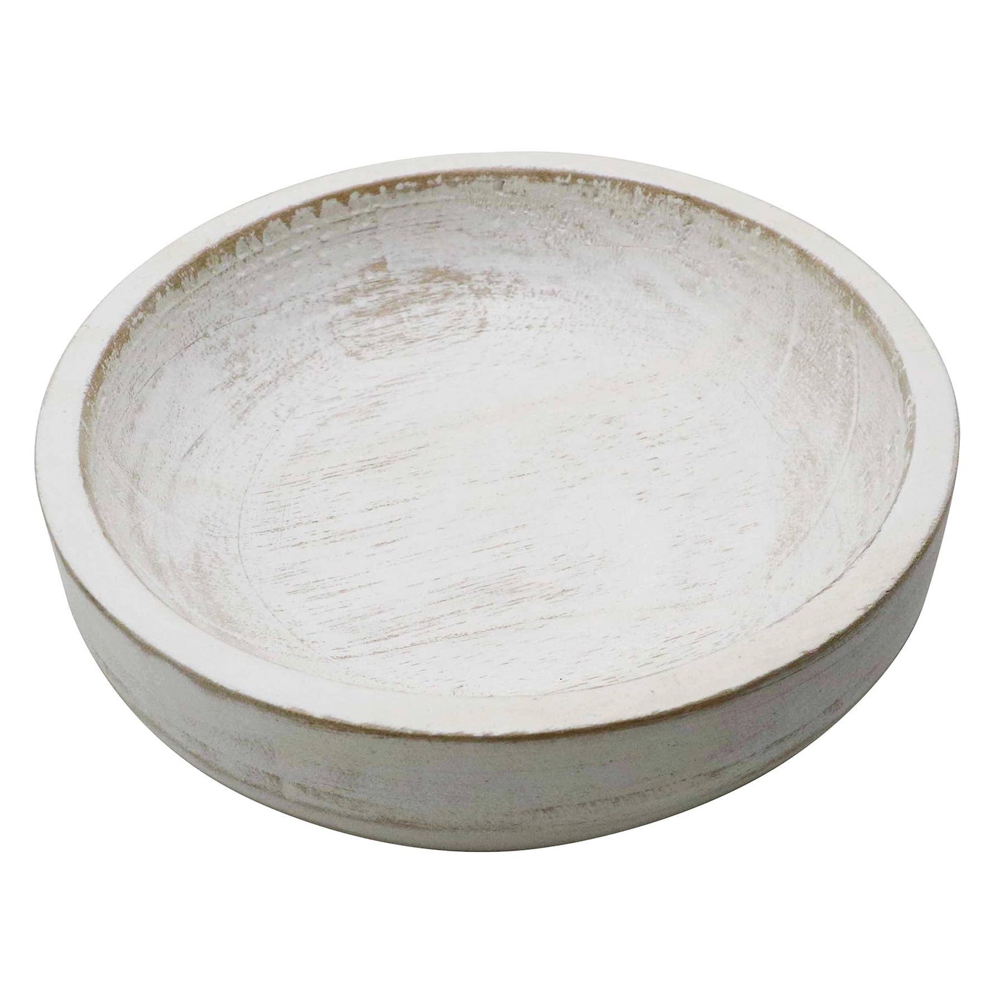 Whitewash Decorative Wood Bowl