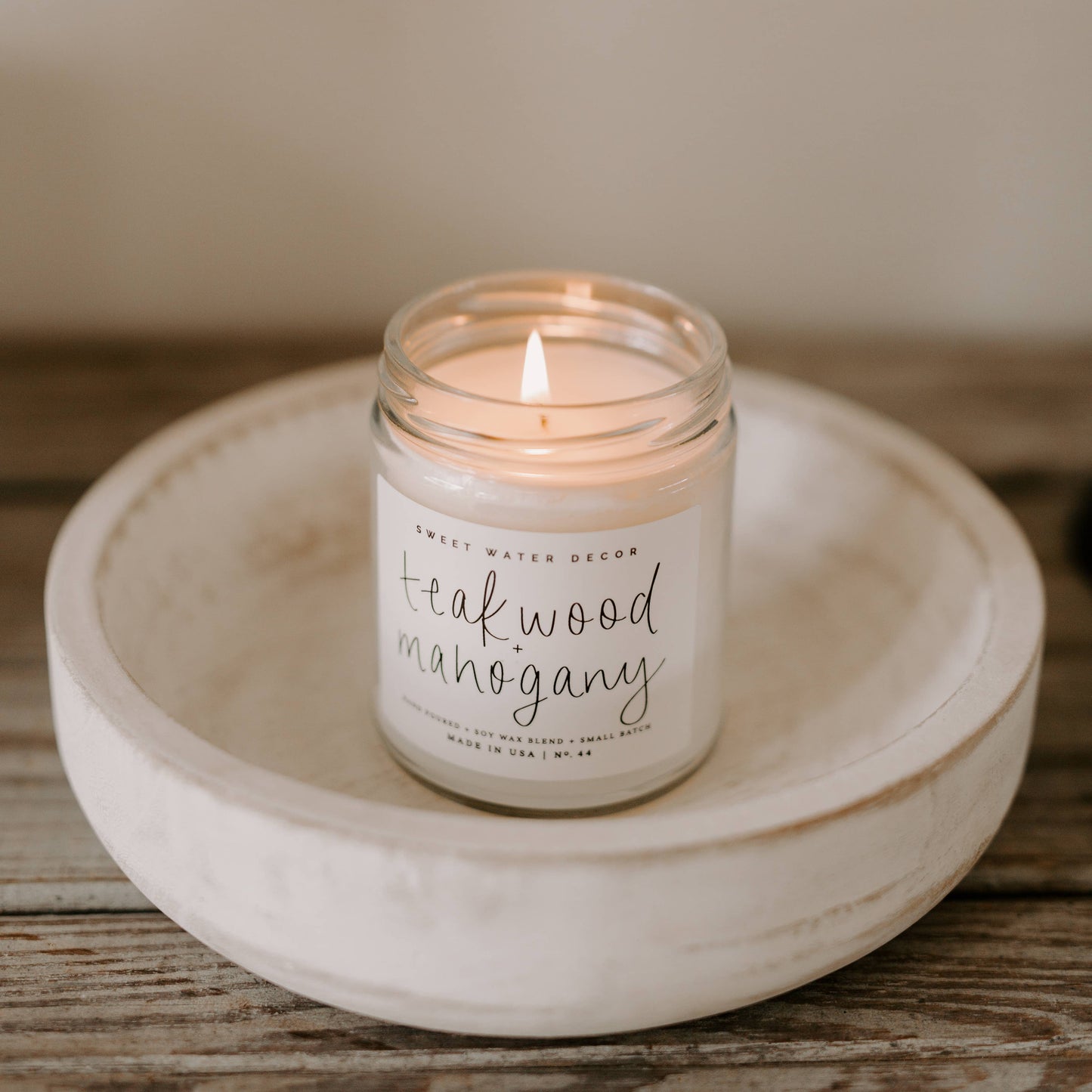 Whitewash Decorative Wood Bowl