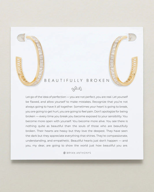 Beautifully Broken Baguette Hoop Earrings