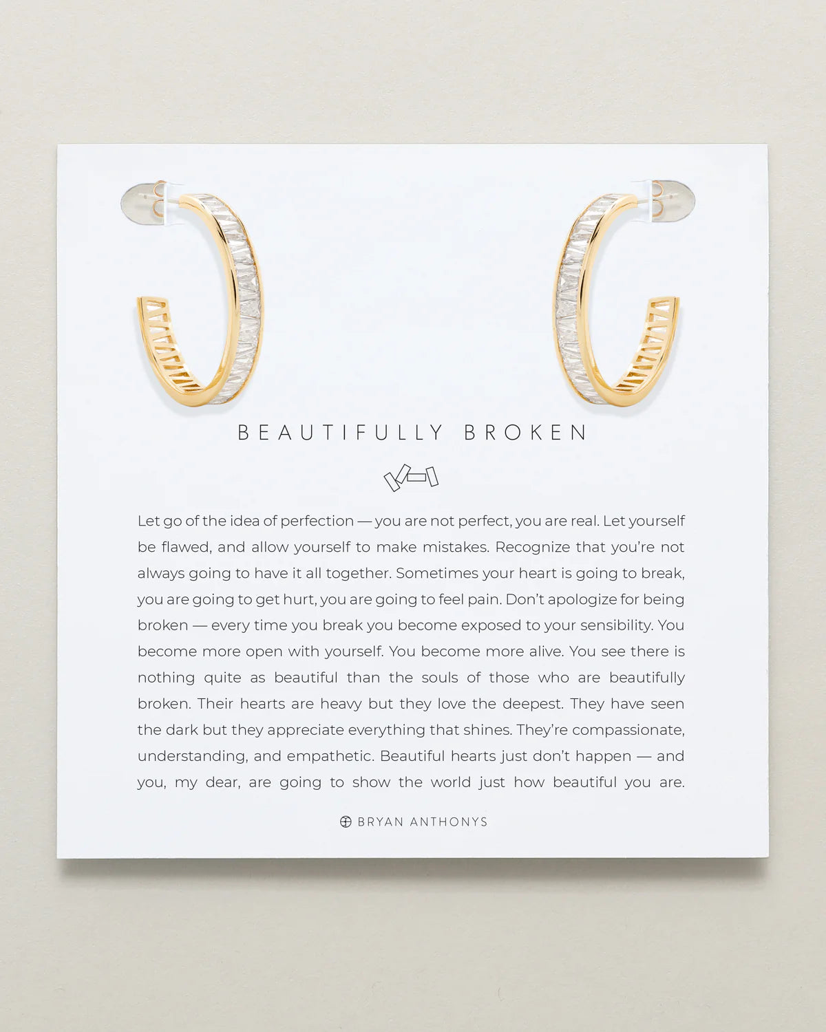Beautifully Broken Baguette Hoop Earrings