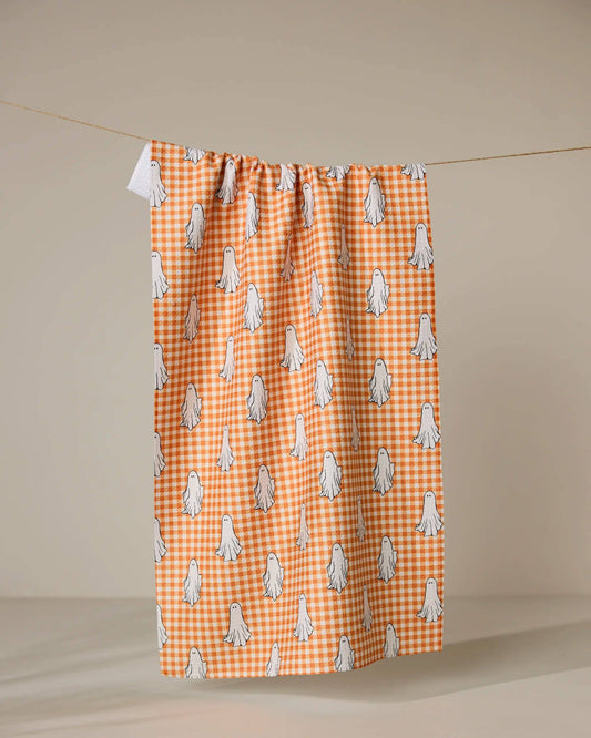 Gingham Ghosts Geometry Tea Towel