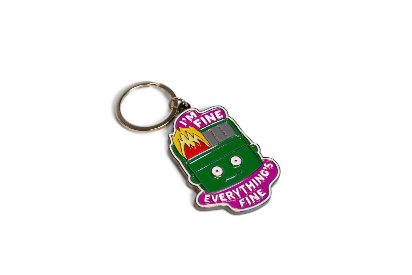 Dumpster Fire Enamel Keychain