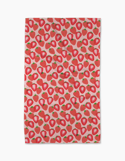 So Many Strawberries Geometry Tea Towel