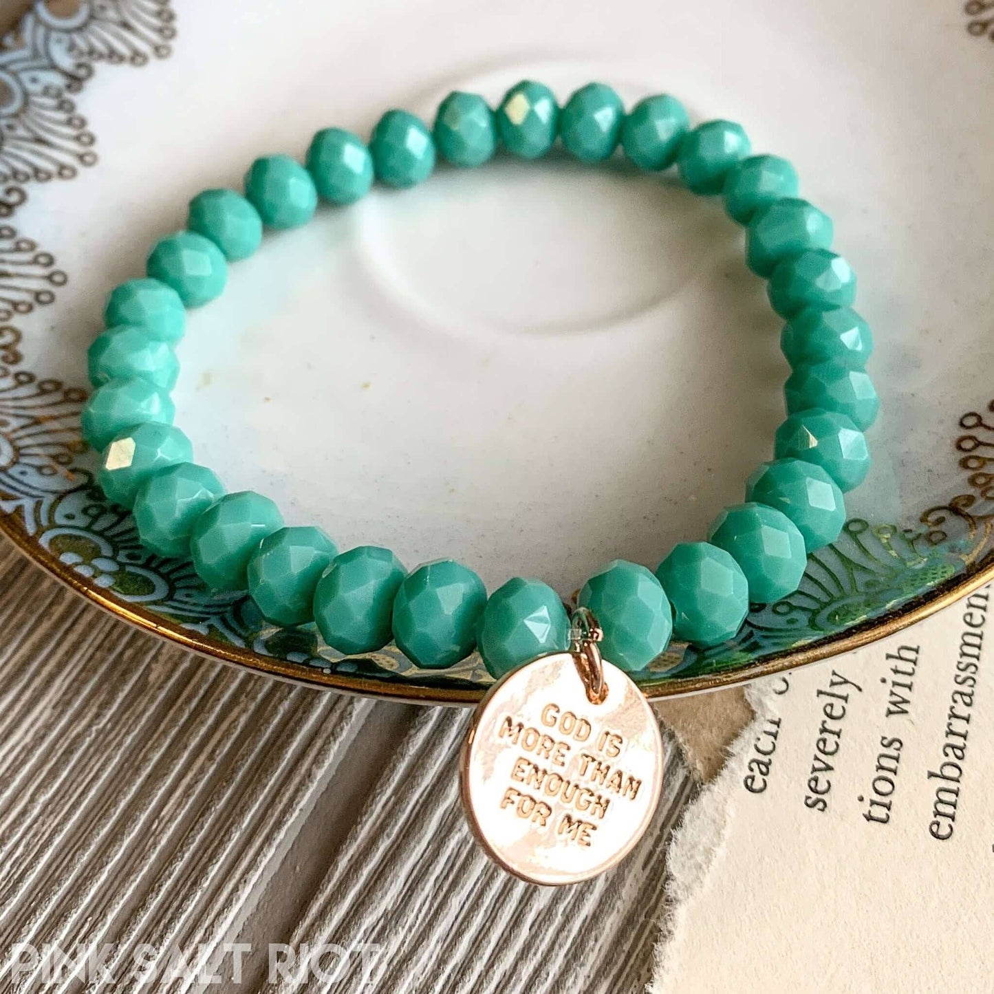 Loved, Seen & Known Teal Glass Bracelet