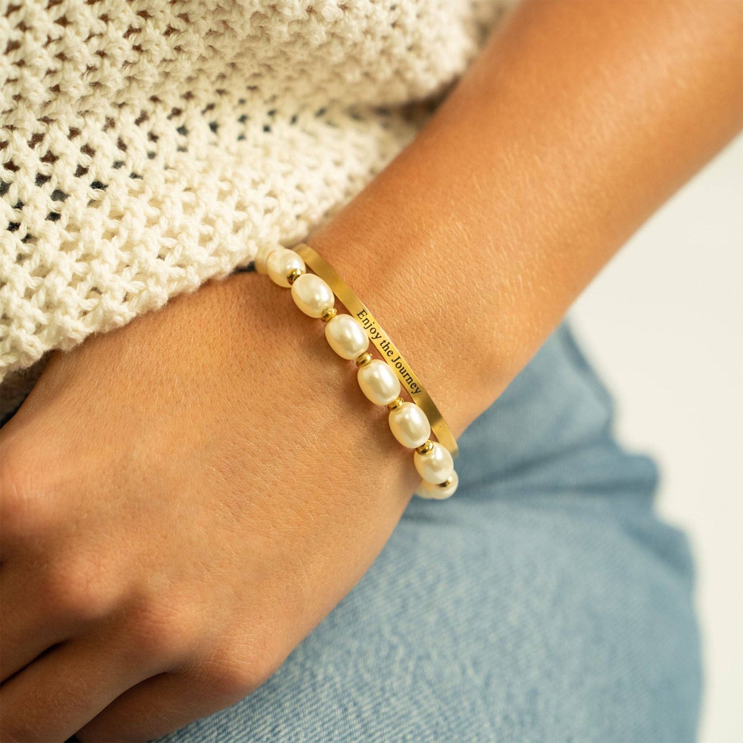 Enjoy the Journey - Engraved Bangle Bracelet