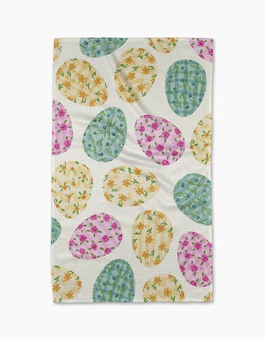 Colorful Easter Eggs Geometry Tea Towel