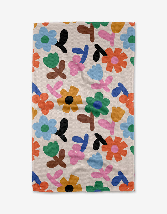 Sunny Bloom Geometry Tea Towel