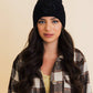 Happy Face Embroidered Ribbed Knit Beanie