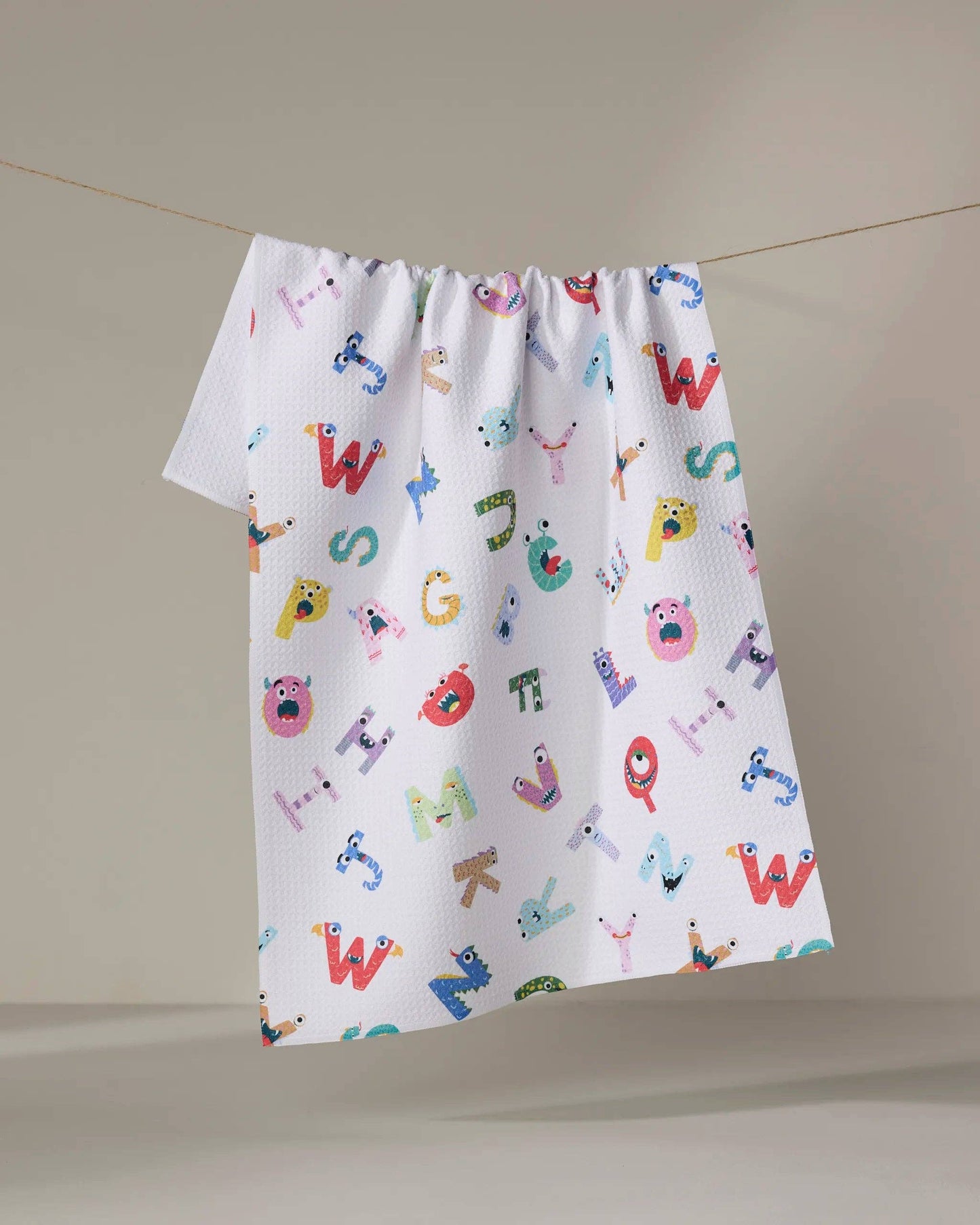 Alphabet Monsters Geometry Tea Towel