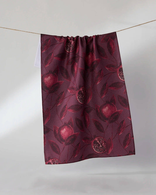Rich Garnet Geometry Tea Towel