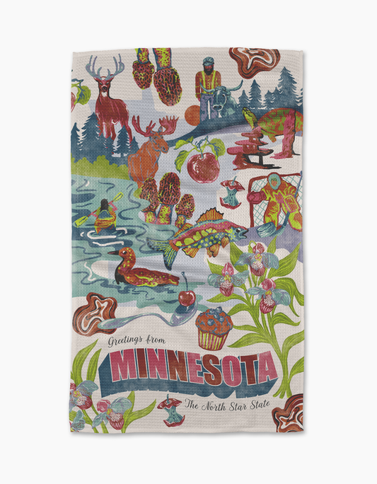 Greetings From Minnesota Geometry Tea Towel