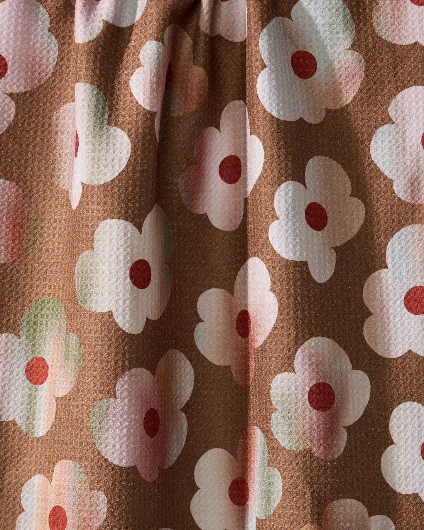 Brushed Bouquet Brown Geometry Tea Towel