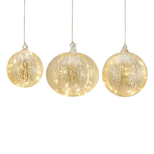 Lit Oversized Glass Ornaments - Set of 3