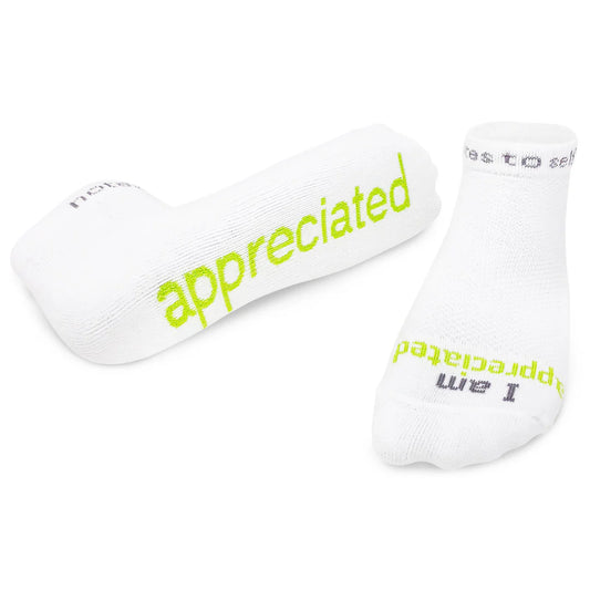 "I am appreciated" - notes to self socks