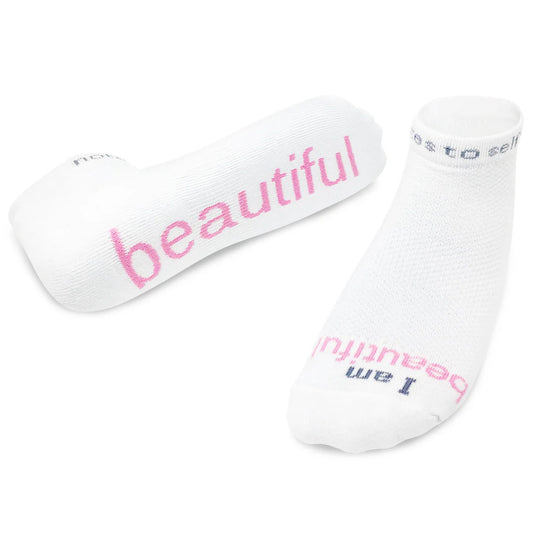 "I am beautiful" - notes to self socks