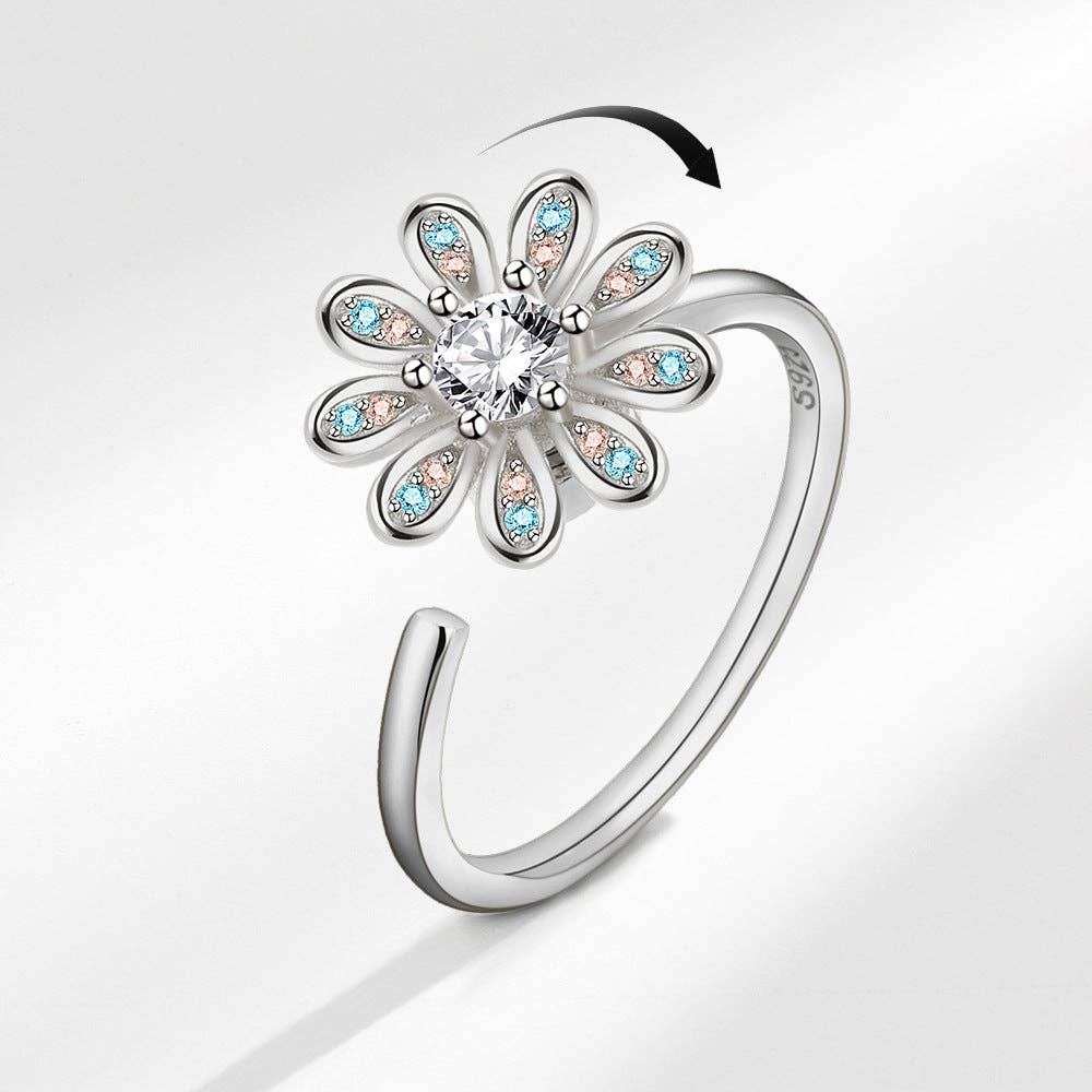 Daisy Anxiety Fidget Spinner Ring