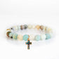 Scripture Bracelet With Cross Charm-Amazonite