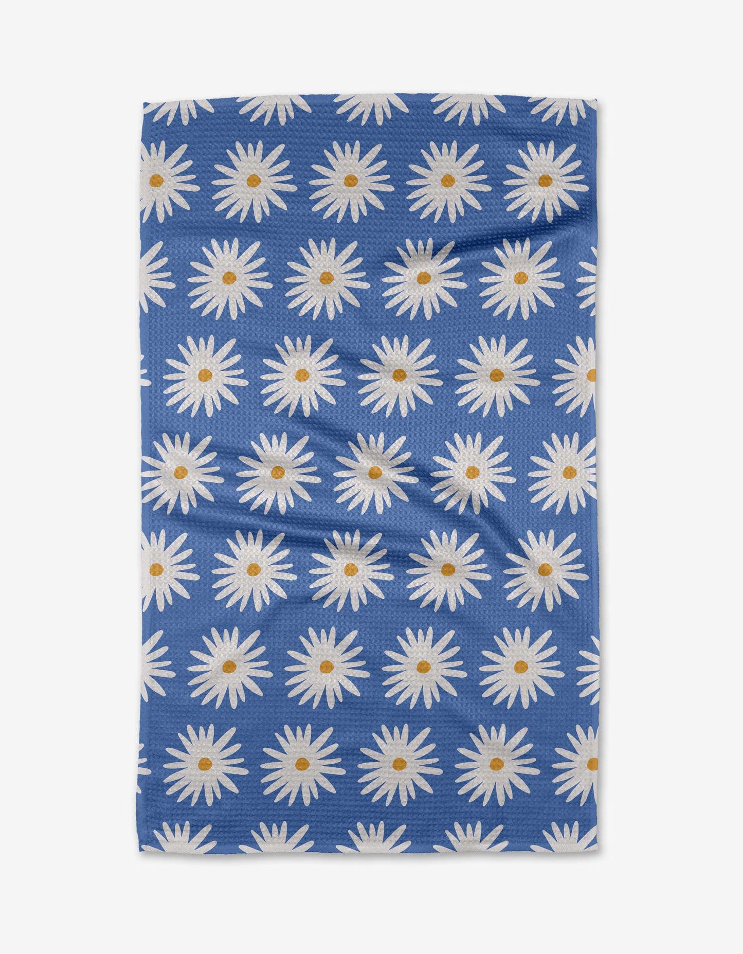 Blue Daisies Geometry Tea Towel