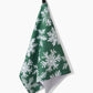 Snowy Days Green Geometry Tea Towel
