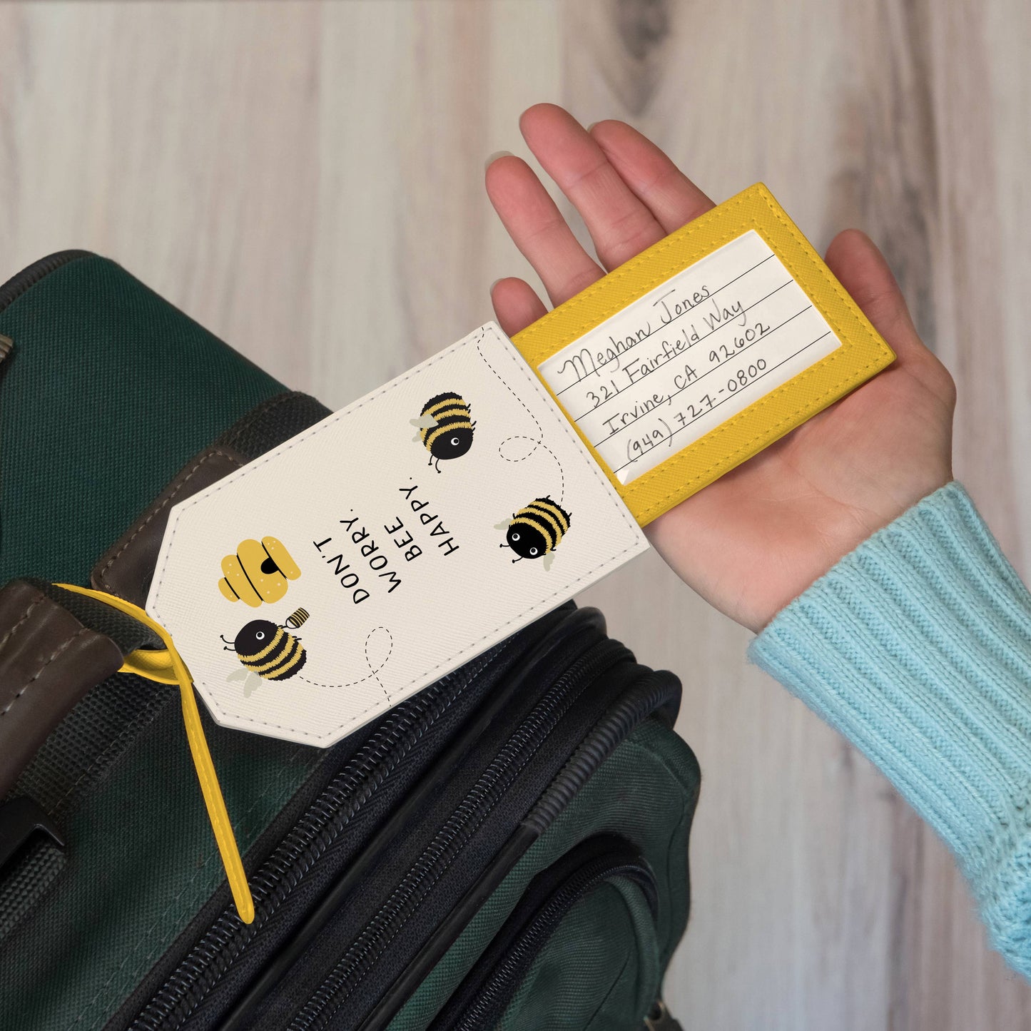 Don't Worry Bee Happy Slide-Out Luggage Tag