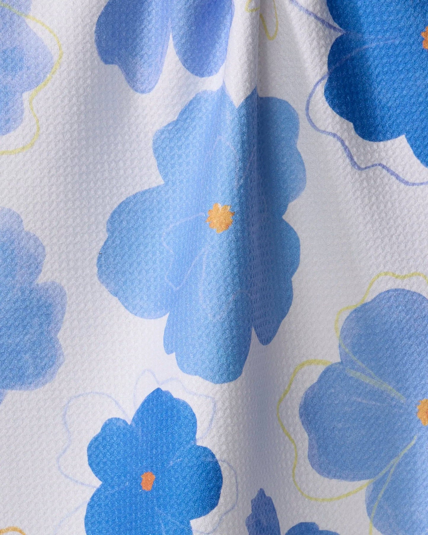 Blue Blossoms Geometry Tea Towel