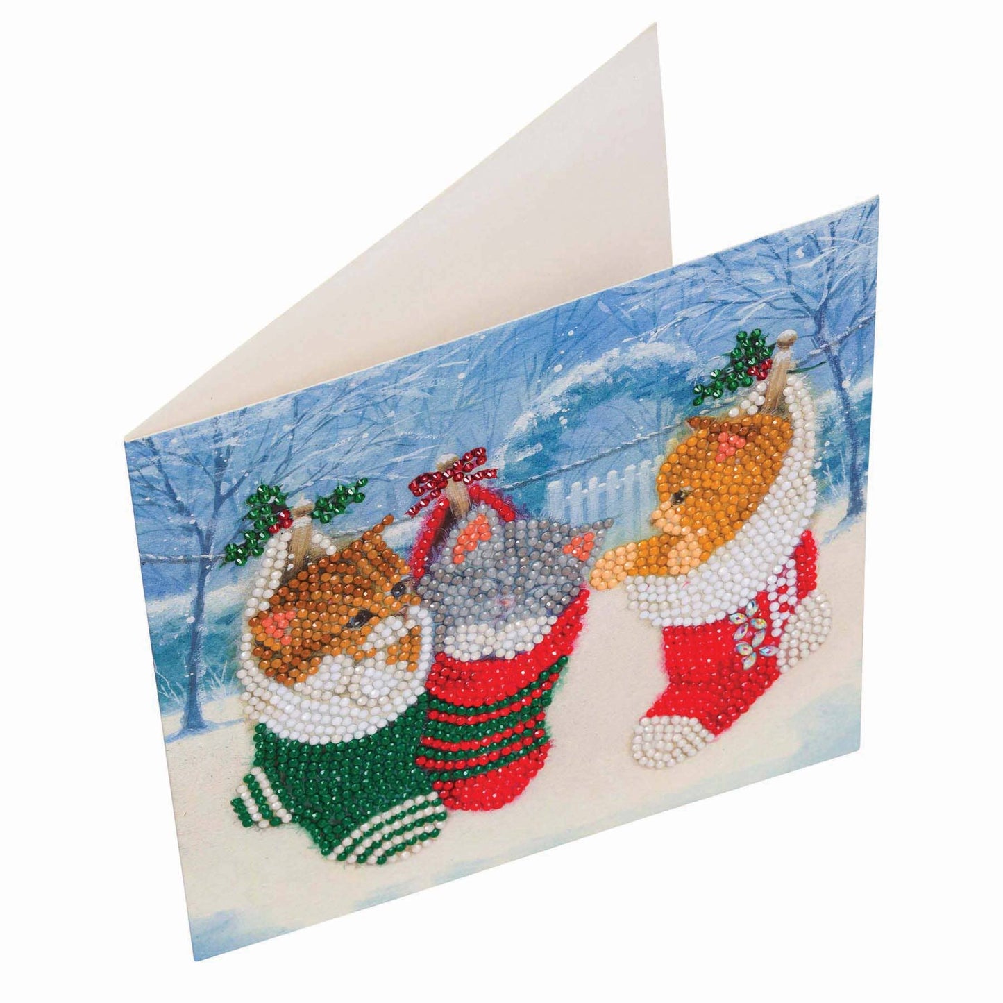 Christmas Kittens Crystal Art Card Kit