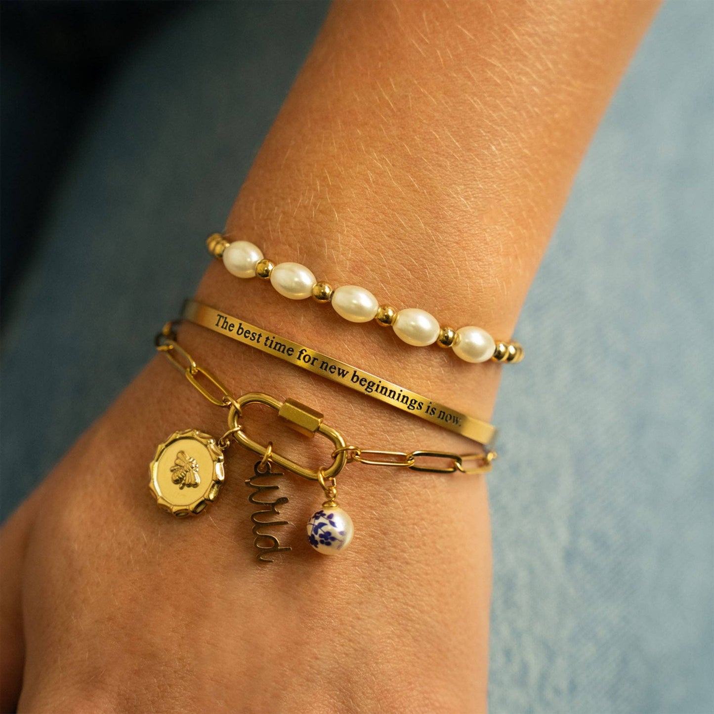 Best time for New Beginnings - Engraved Bracelet