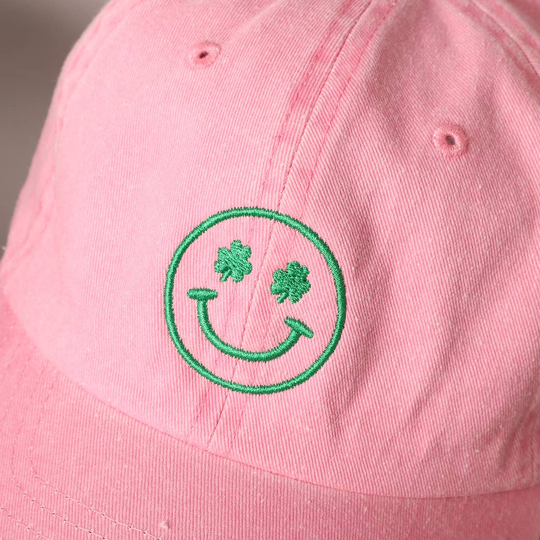 Clover Happy Face Embroidered Baseball Cap