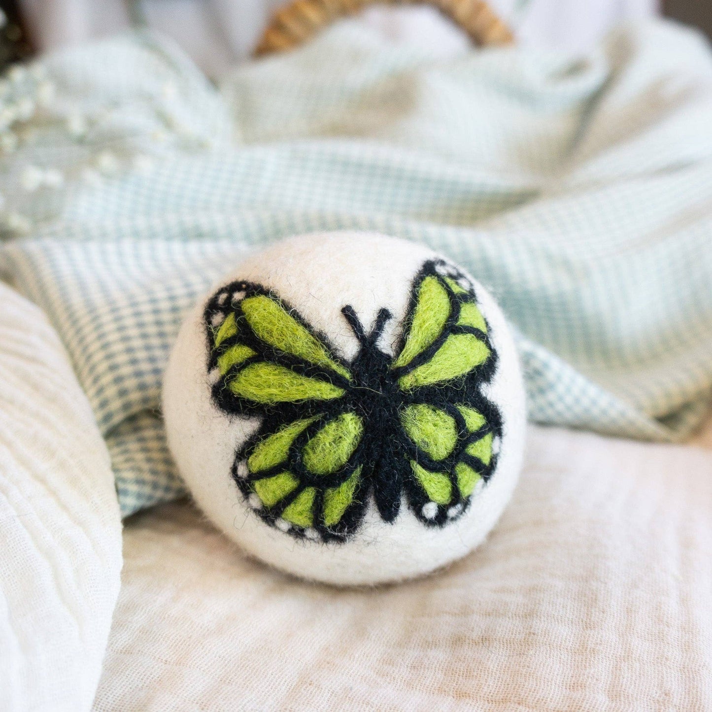 Rainbow Monarch Butterfly Eco Wool Dryer Ball