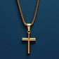 Men's Bamboo Style Gold Cross Pendant Necklace