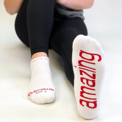 "I am amazing" - notes to self socks