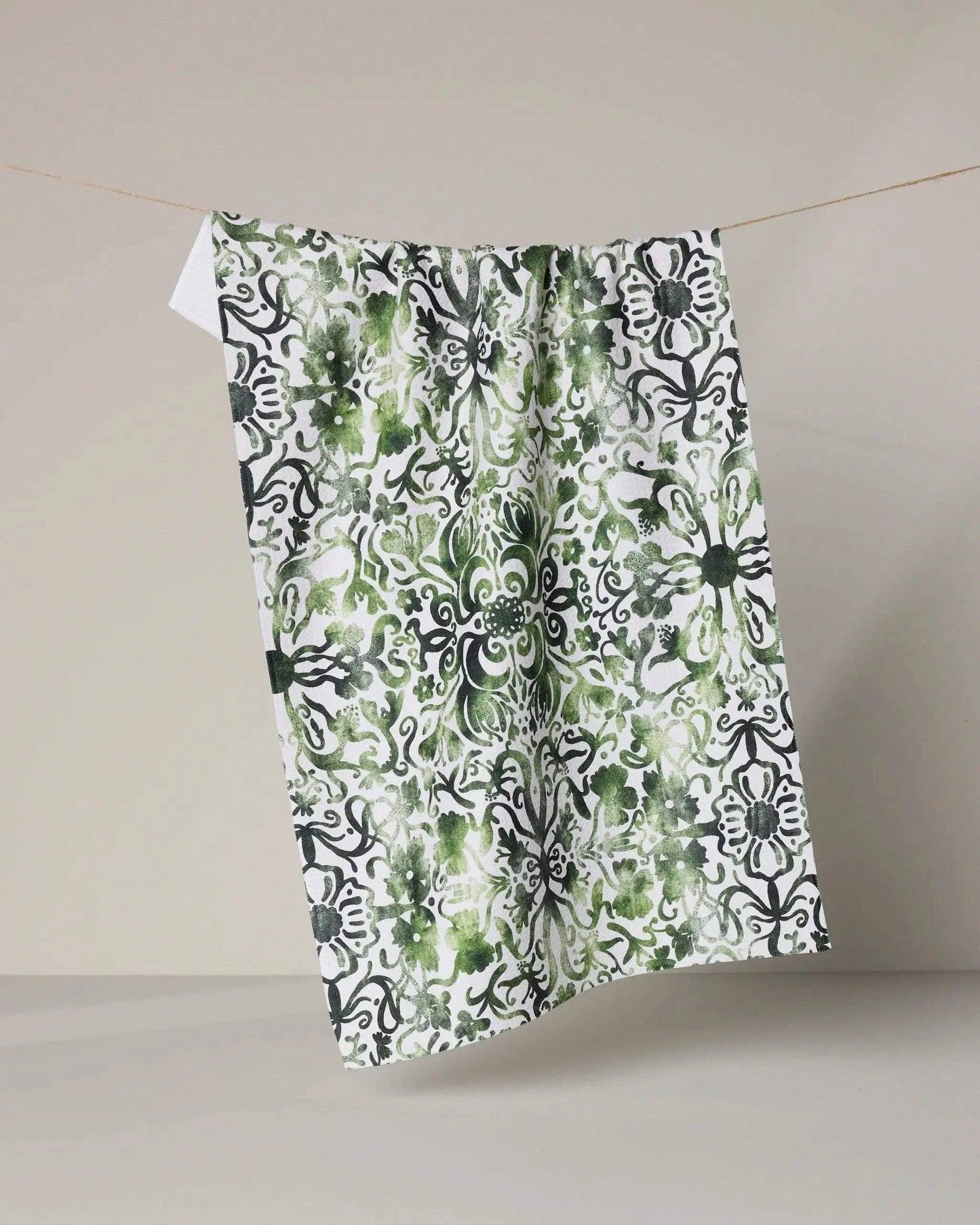 Green Goddess Geometry Tea Towel