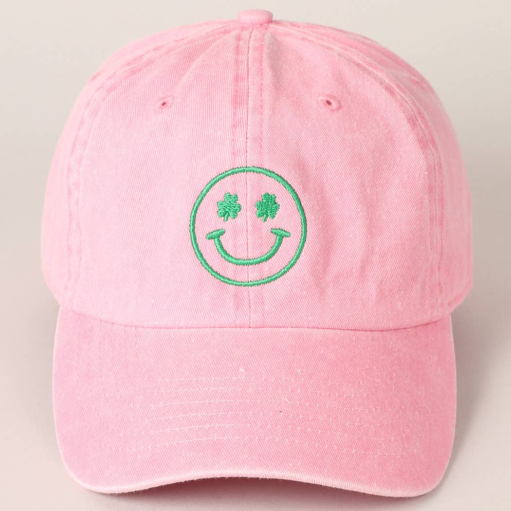Clover Happy Face Embroidered Baseball Cap